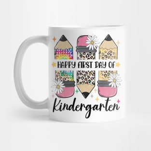 First Day Kindergarten Teacher Leopard Pencil Back to School Mug